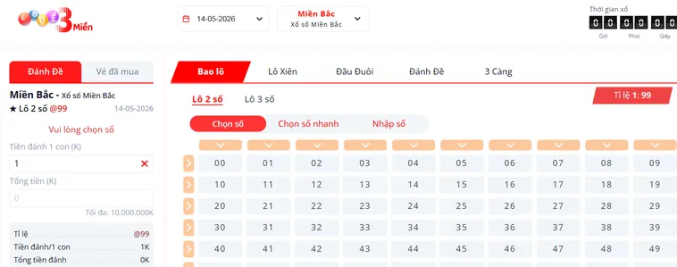 Trải Nghiệm Đỉnh Cao Lô Đề 3 Miền Tại Bin88 Với Tỷ Lệ Ăn Thưởng Cực Khủng