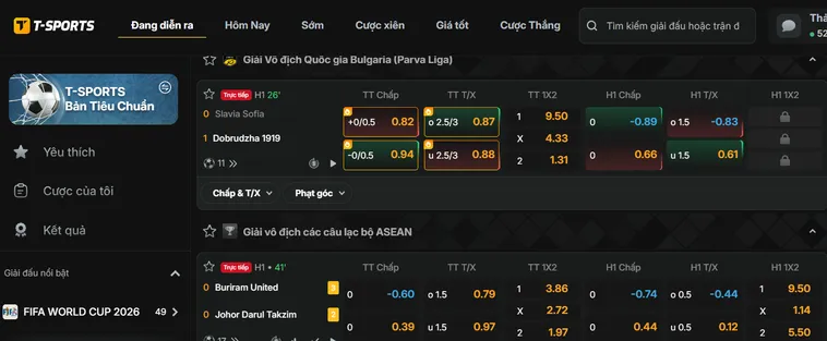 Chinh Phục Đỉnh Cao Cá Cược Thể Thao T-Sports Tại Bin88 Với Tỷ Lệ Kèo Siêu Hấp Dẫn