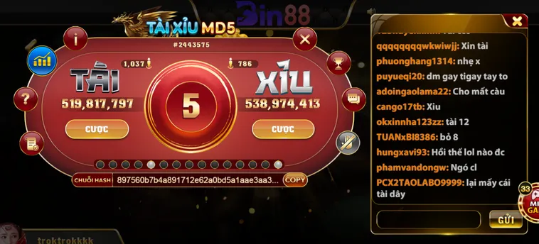 Chinh Phục Đỉnh Cao Tài Xỉu MD5 Tại Bin88 Với Hệ Thống Minh Bạch