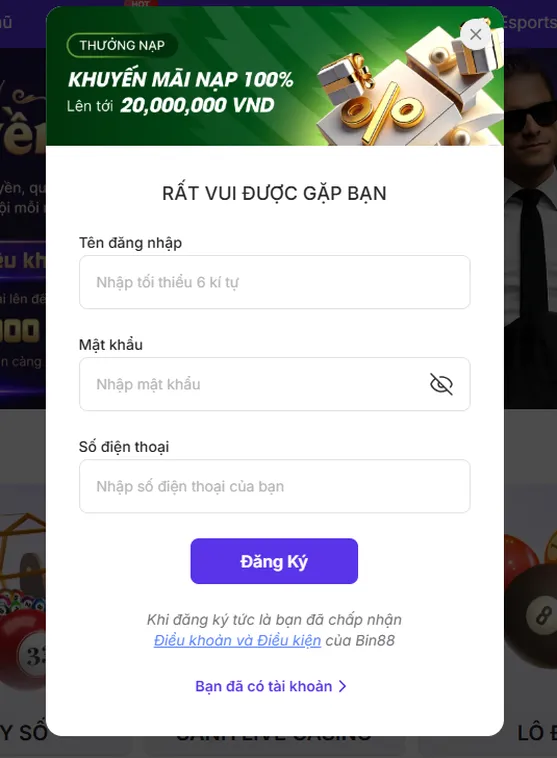 Đăng Ký Bin88 Trở Thành Hội Viên Chính Thức Nhận Ngay Ưu Đãi Khủng